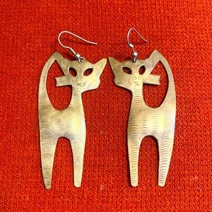 Silver Kitty Earrings